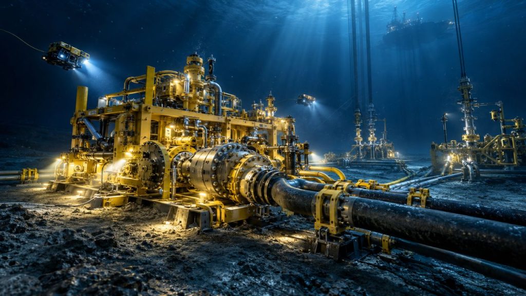 Novo contrato da SLB OneSubsea mira produção em águas profundas com bombas submarinas acima de 15.000 psi, pressão que supera limites de soluções convencionais no Golfo da América