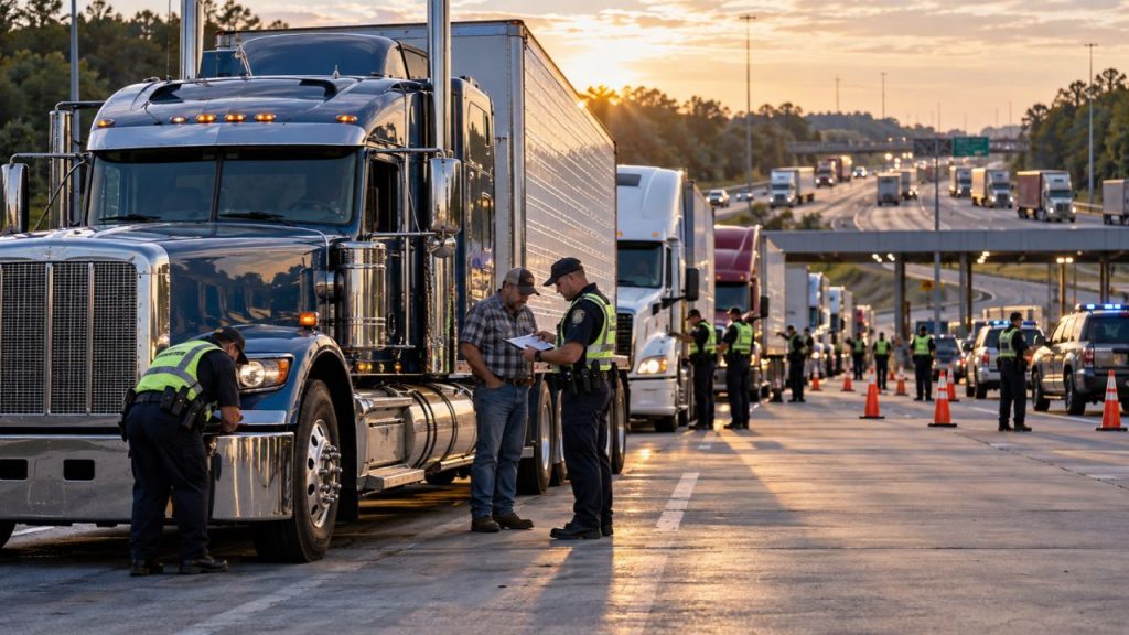 Operação nos EUA tira 78 caminhoneiros de serviço após 552 inspeções, flagra falhas de inglês e documentos irregulares e reforça pente-fino que já alcançou 31,2 mil motoristas Operação nos EUA tira 78 caminhoneiros de serviço após 552 inspeções, flagra falhas de inglês e documentos irregulares e reforça pente-fino que já alcançou 31,2 mil motoristas