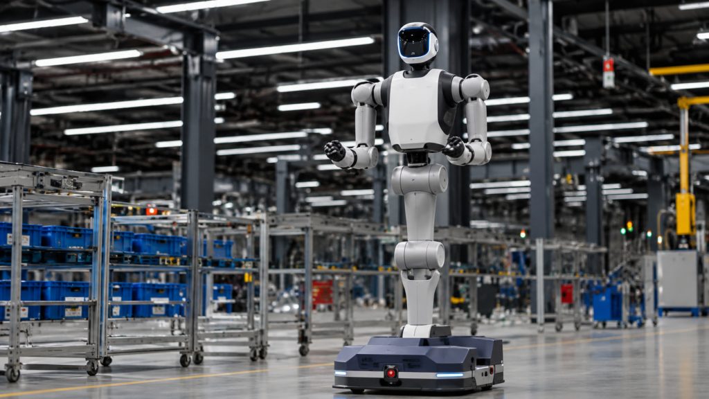 Audi testa robôs humanoides com inteligência artificial e dois braços mecânicos em fábrica na Alemanha para automatizar a seleção de peças e transformar a logística de produção de veículos