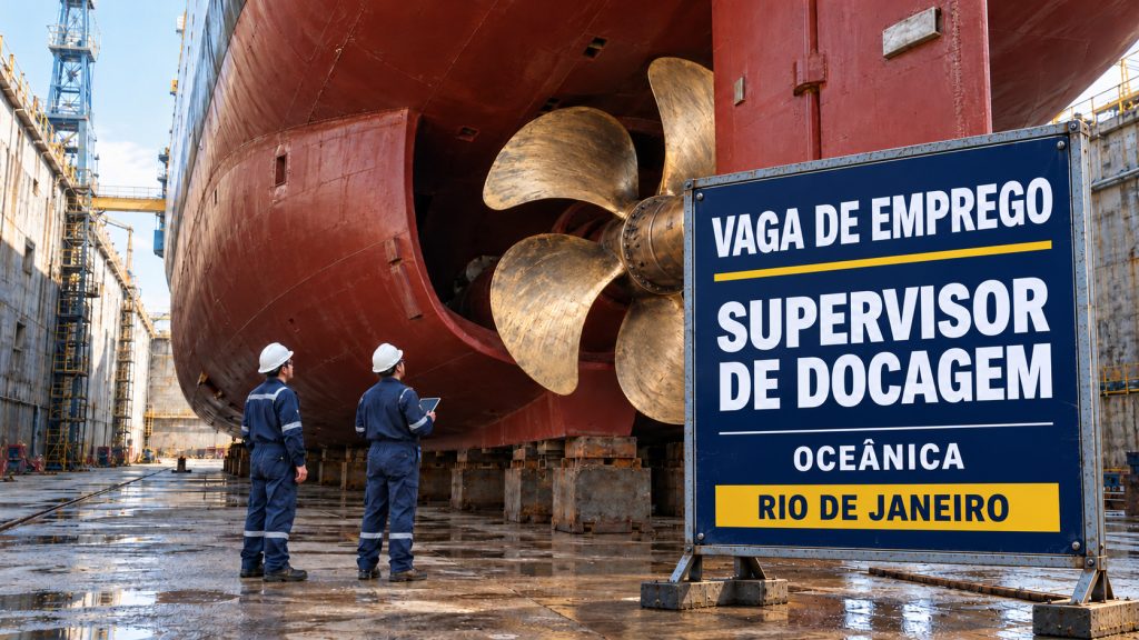 O que acontece quando um navio sai da água? Oceânica busca supervisor de docagem no Rio de Janeiro para cuidar de partes que o mar esconde e acompanhar uma etapa essencial da manutenção naval das embarcações