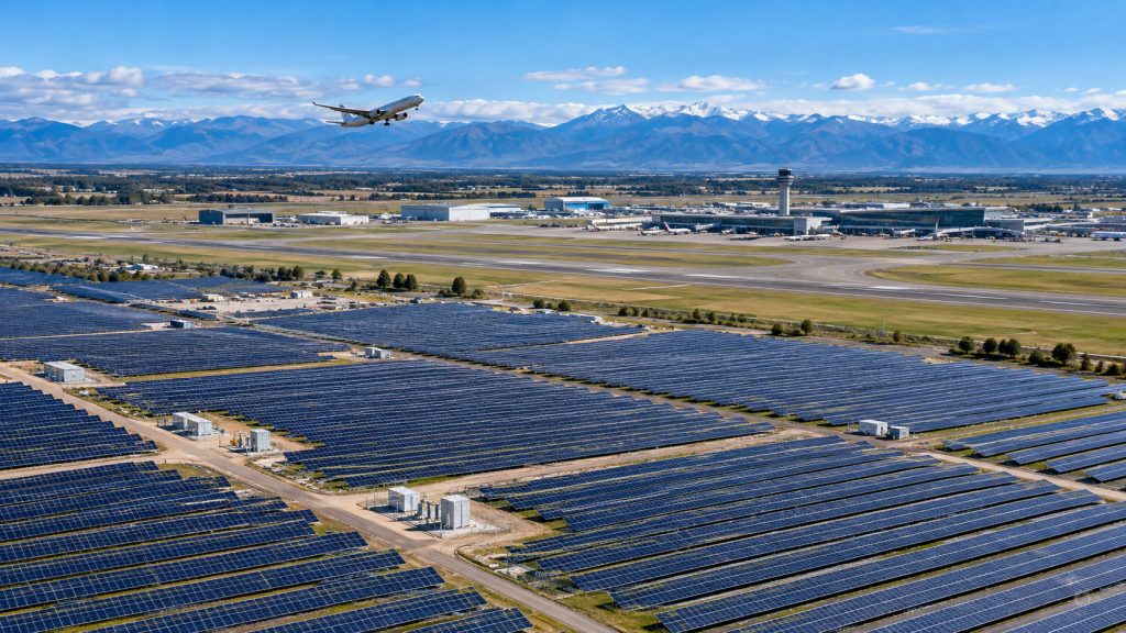 Aeroporto na Nova Zelândia inaugura usina solar de 150 MW com 300 mil painéis, investimento de NZ$ 273 milhões e energia suficiente para abastecer 36 mil residências por ano