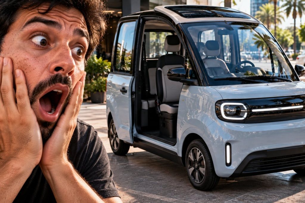Com motor de 2.000 W e velocidade estimada em 40 km/h, minicarro elétrico apresentado em vídeo reúne teto solar, vidro elétrico e banco traseiro Com motor de 2.000 W e velocidade estimada em 40 km/h, minicarro elétrico apresentado em vídeo reúne teto solar, vidro elétrico e banco traseiro