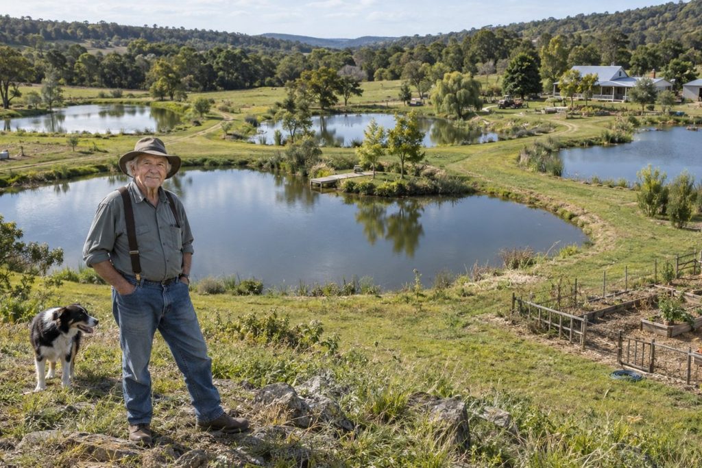 Geólogo aposentado de 78 anos cria seis lagos em terreno onde a horta morreu por falta de água e transforma a rotina da propriedade Geólogo aposentado de 78 anos cria seis lagos em terreno onde a horta morreu por falta de água e transforma a rotina da propriedade