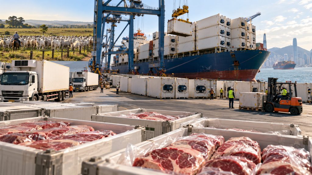 Desde 1º de outubro, carne bovina brasileira que ultrapassar a cota de 1,106 milhão de toneladas na China passa a enfrentar sobretaxa de 55%, encarecendo os embarques ao principal destino do produto