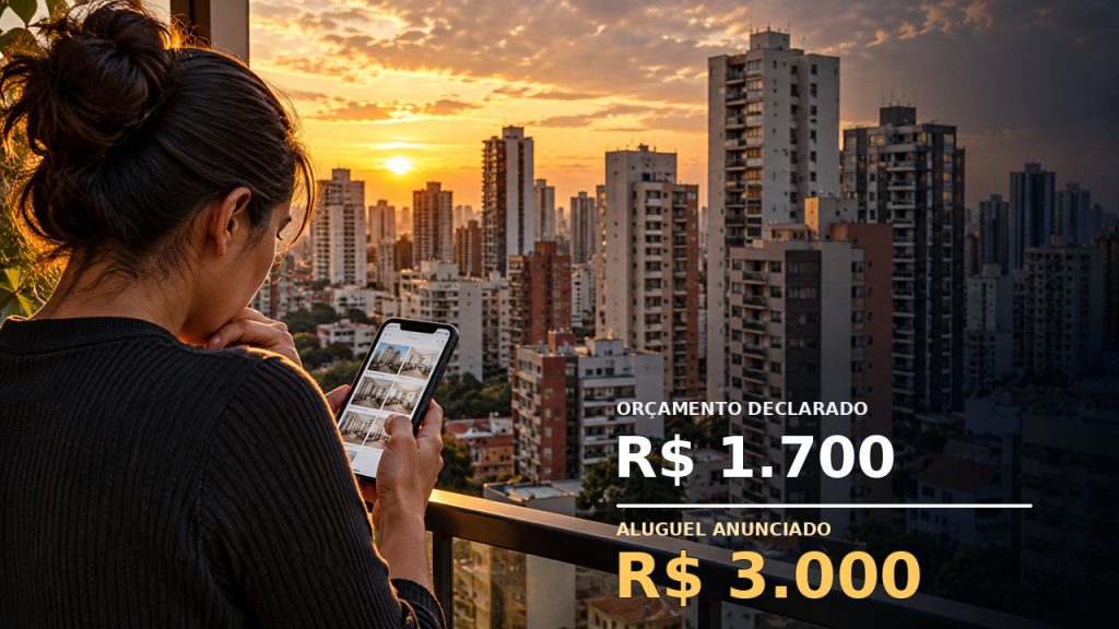 Aluguel de R$ 3 mil para quem só pode pagar R$ 1.700: pesquisa com 905 mil pessoas revela diferença de 76% e mostra onde os anúncios chegam a superar o dobro do orçamento