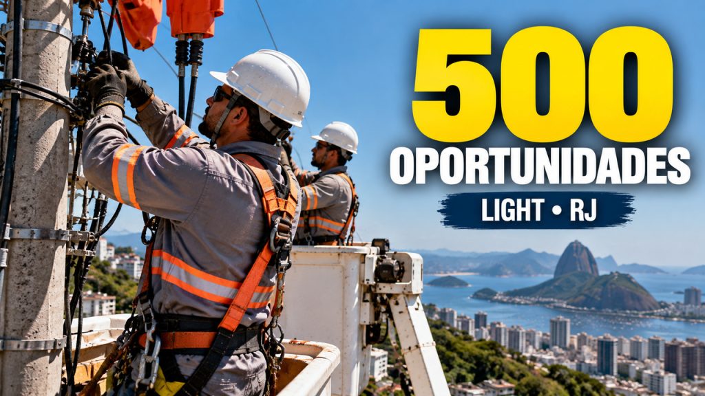 Light aparece com 500 oportunidades na plataforma da Firjan e mantém vagas para ensino médio, técnico, estágio, PCD e jovem aprendiz em diferentes áreas no Rio de Janeiro