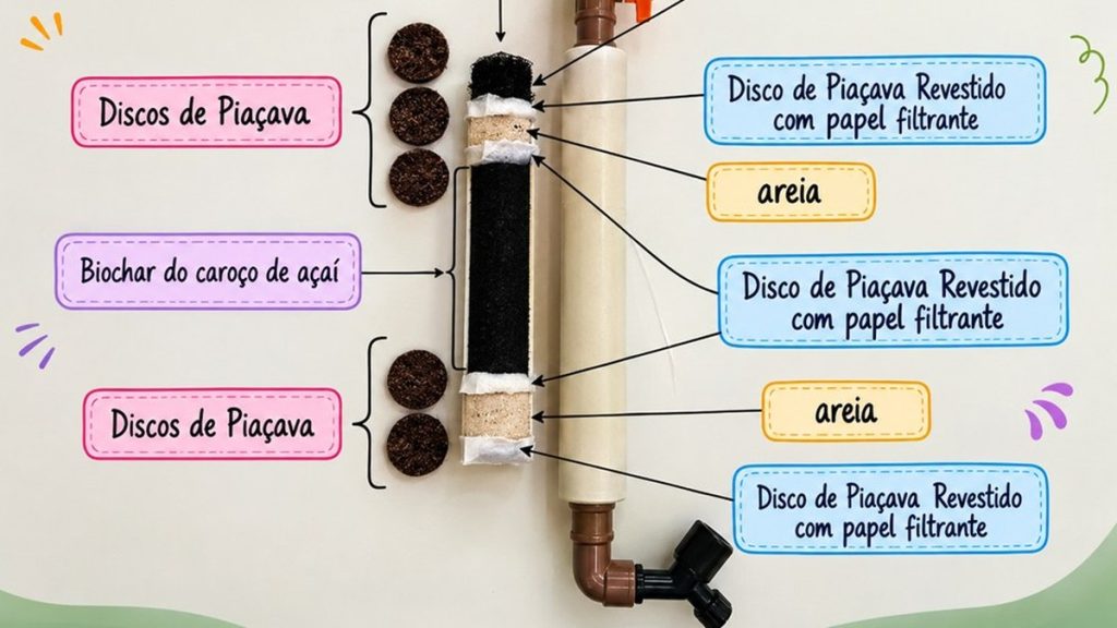 Depois da polpa, o filtro. Estudantes usam caroço de açaí e piaçava em protótipo para melhorar a água