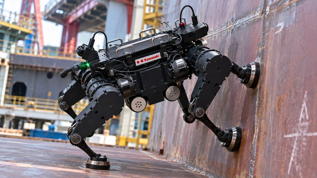 Kawasaki desenvolve robô com pés magnéticos que escala paredes de navios e poderá realizar soldagens em estaleiros