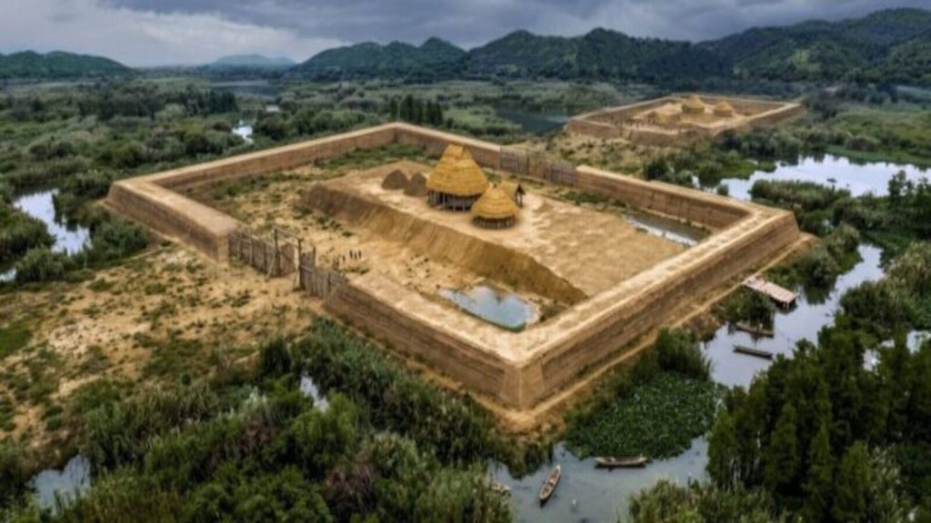 Arqueólogos descobrem na China edifício de 5.000 anos, com 25 metros de comprimento e possível altura de 15 metros, ao lado de túmulos de antigos governantes Arqueólogos descobrem na China edifício de 5.000 anos, com 25 metros de comprimento e possível altura de 15 metros, ao lado de túmulos de antigos governantes