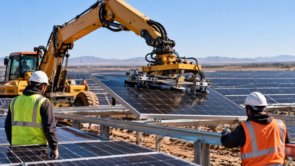 Robôs com inteligência artificial já instalam painéis solares em usinas reais: máquinas trabalham ao lado de operários, superam 35 mil módulos e miram seis milhões em dois anos