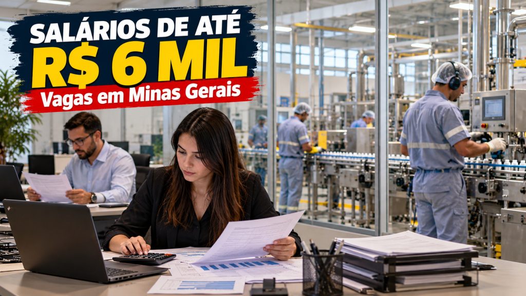 Sine anuncia vagas de emprego em Minas Gerais com salários de até R$ 6 mil para quem tem experiência, mas também oferece oportunidades sem experiência em fábricas, farmácias e comércio