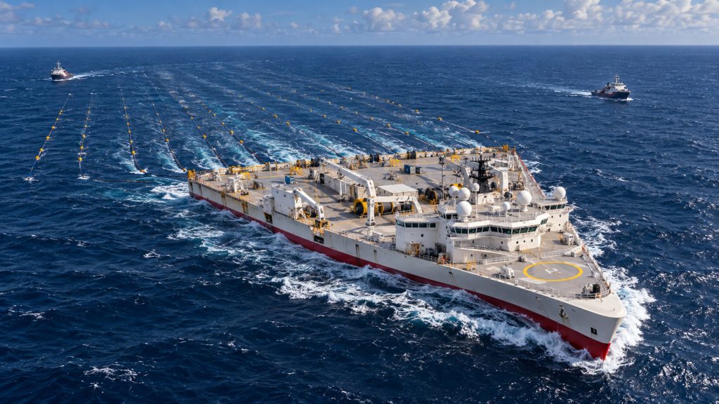 TGS envia navio Ramform Titan para pesquisar 11,2 mil km² na Bacia de Pelotas, a 100 km da costa gaúcha, em nova etapa da busca por petróleo prevista para começar em outubro TGS envia navio Ramform Titan para pesquisar 11,2 mil km² na Bacia de Pelotas, a 100 km da costa gaúcha, em nova etapa da busca por petróleo prevista para começar em outubro