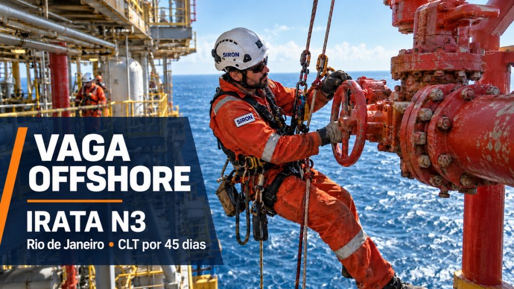 Não basta saber trabalhar nas alturas: Siron abre vaga offshore no Rio de Janeiro com contrato CLT de 45 dias e exige o nível máximo de uma certificação que envolve o resgate e segurança de equipes em alto-mar