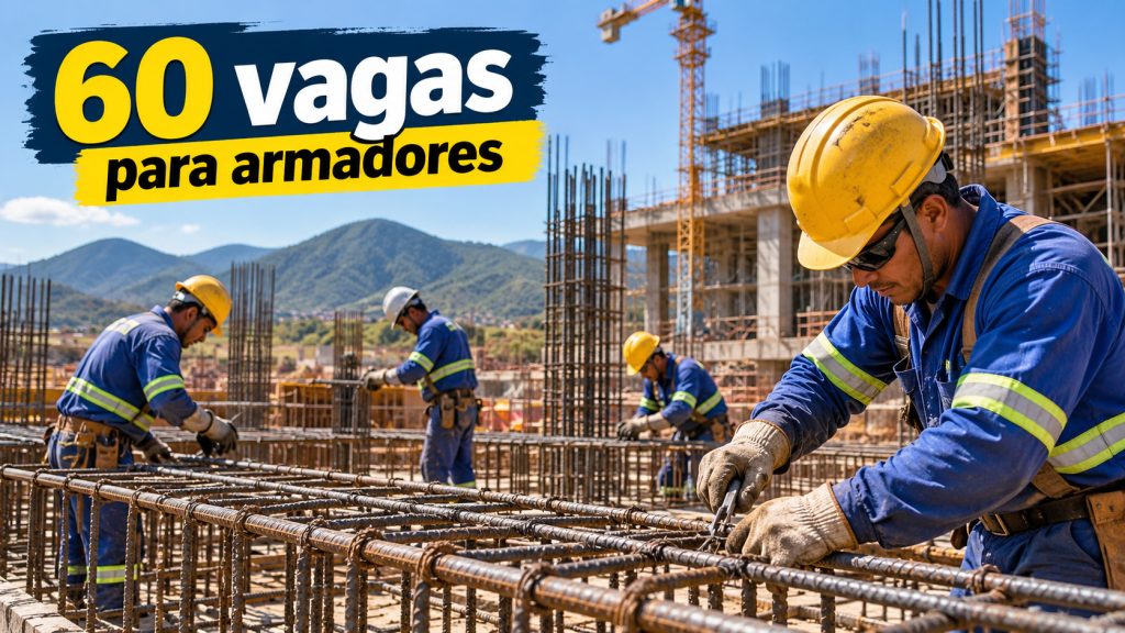 Empresa abre 60 vagas de emprego para armadores em Minas Gerais, exige ensino fundamental completo e seis meses de experiência e oferece plano de saúde, seguro de vida e cartão-alimentação